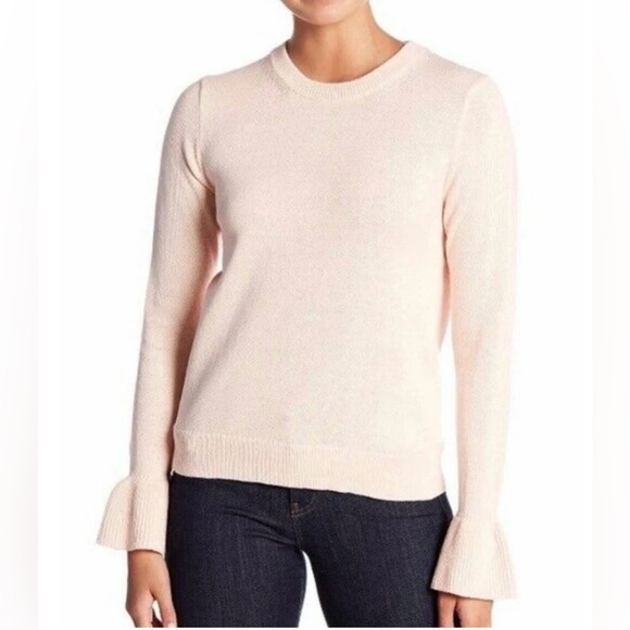 J. Crew Sweaters - J. Crew Sweater Women Medium Pink Ruffle Cuff Crew Neck Cotton Pullover Preppy